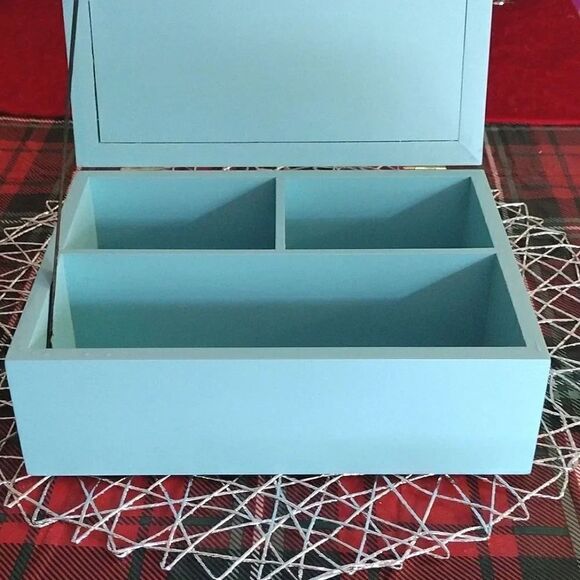 You Are Mermazing Mermaid Blue Wood with Sequins in Glass Top Jewelry Box - Picture 11 of 17